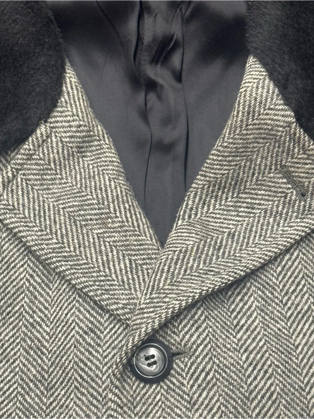 Sibley’s Men's Herringbone Wool Blazer coat with Notch Lapel - Gray